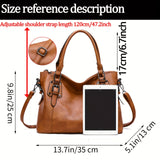 Fashionable Designer Soft Leather Retro Tote Bag - Large Capacity, Multi-pocket Organizer - Casual Ladies Shoulder & Crossbody Bag with Adjustable Strap - Perfect Mothers Day Gift for Her - Durable, Stylish, and Versatile Pur