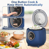 Bear Mini Rice Cooker 2 Cups Uncooked, 40.58oz Portable Non-Stick Small Travel Rice Cooker, BPA Free, One Button To Cook And Keep Warm Function, Blue