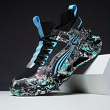 Shock-absorbing Breathable Graffiti Blade Type Men's Lace-up Sneakers - Running Shoes