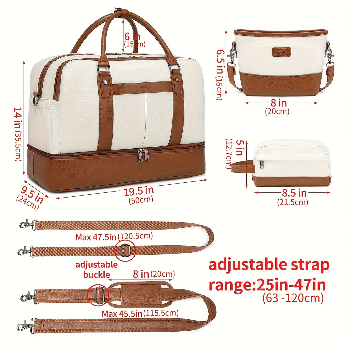Simple Large-capcity Travel Bag Sets, Lightweight Luggage Zipper Handbag, Portable Overnight Bag With Detachable Strap Unisex Bag For Daily Use