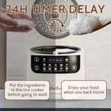 Bluebow 2L Mini Digital Rice Cooker - 10-in-1 Portable Multi-Function with Auto Presets, Non-Stick Inner Pot, Touch-Screen Controls, Delay & Keep Warm, White, Perfect for Home Kitchens, Sleek Modern Appliance | Durable Alumin