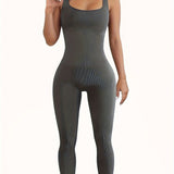 Jumpsuit for Women Workout Seamless Jumpsuits Yoga Ribbed One Piece Tank Tops Rompers Sleeveless Exercise Jumpsuits