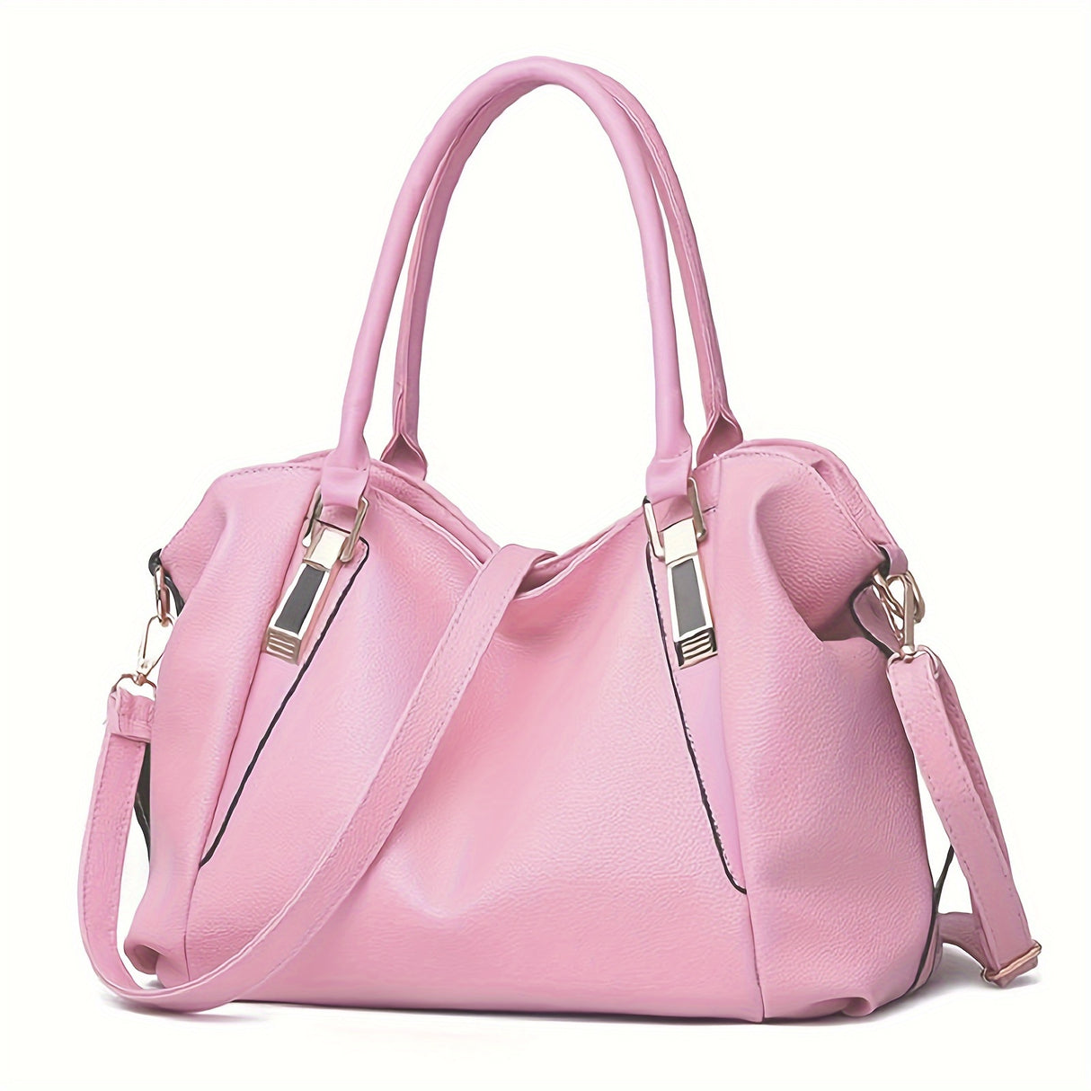 Durable Womens Large Capacity PU Leather Handbag - Stylish Textured Solid Color Shoulder Bag - Perfect Commuter Hobo Style for Work or Everyday