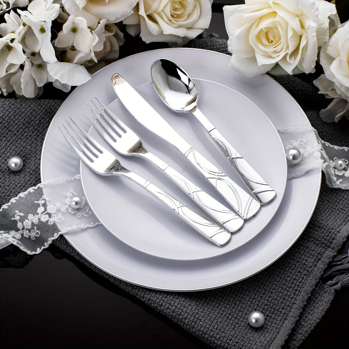 75 Pcs Golden Silverware - Golden Cutlery Set - Disposable Flatware Dinnerware Includes 25 Golden Forks, 25 Golden Spoons, 25 Golden Knives Utensils For Party, Birthday, Wedding, Reuse After Washing Hands