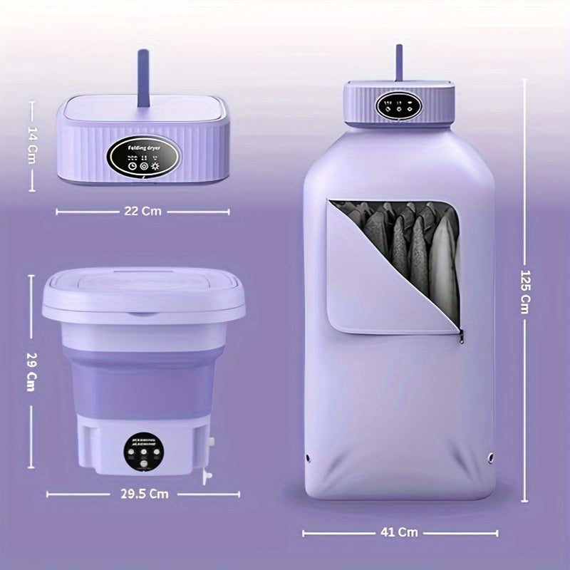 A Portable Washing Machine + A Portable Clothes Dryer, A Total Of Two Washing And Drying Sets, Folding Mini Small Washing Machine, Storable Portable Dryer, Home, Travel, Car, Dormitory And Apartment, Simple To Use And Does No