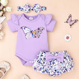 Newborn Baby Girl Clothes Infant Summer Shorts Set Ruffle Romper Fruit Butterfly Cute Baby Clothes Summer Outfits Set 0-18 Months, for Outdoor