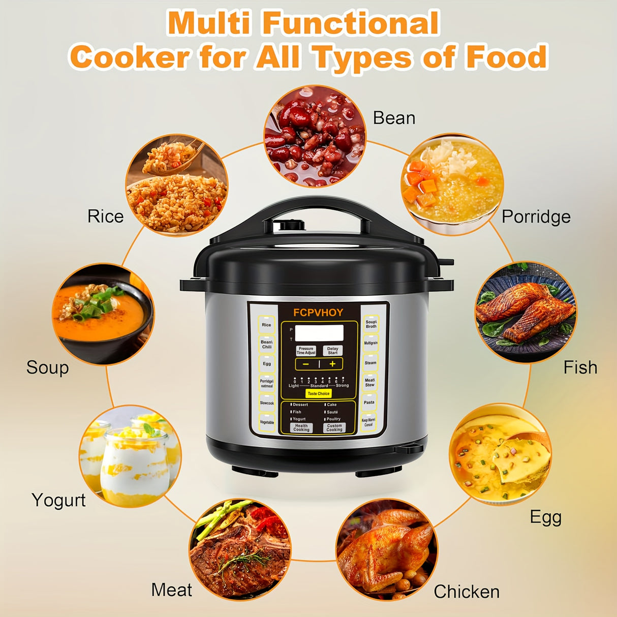 Electric Pressure Cooker 6 Qt, 9-in-1 Instant Multi Cooker With Safer Venting Design, Rice Cooker, Slow Cooker, Sous Vide, Saute Pot, Stainless Steel 304 Liner