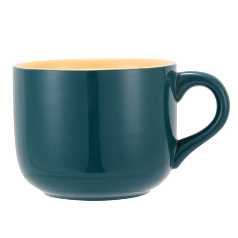 1pc Large-Capacity Solid Color Ceramic Mug - Coffee Cups & Mugs for Breakfast, Oatmeal, Coffee, Tea, and Water - Creative Household Essentials with Durable Design and Easy Grip Handle