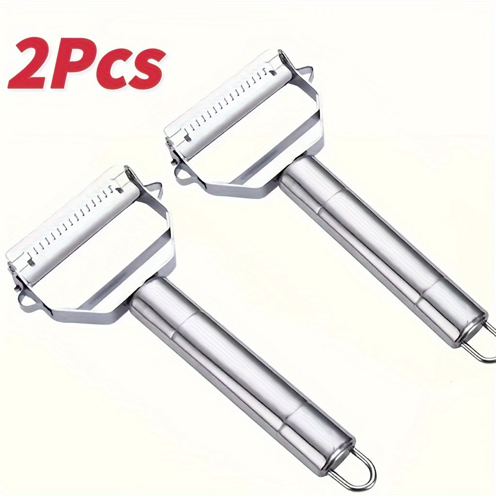 1-3pc, 2 In 1 Stainless Steel Vegetable Peeler, Julienne Cutter, Slicer, Shredder, Scraper, Fruit, Potatoes, Carrot, Cucumber, Kitchen, Home Staple, Housewarming Gift