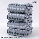 4-Pack Space-Themed Bath Towel Set, Quick-Dry Absorbent Towels, 27.6x55 inches, 300gsm, for Pool Party, School, Camping, Modern Geometric Pattern, Rectangular, High Absorbency, Knitted Fabric, Home Bathroom Essentials