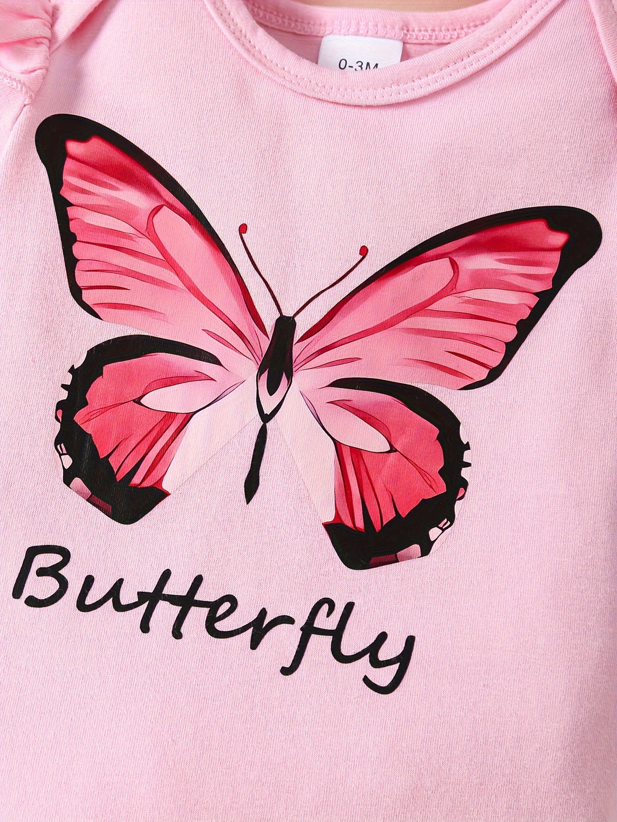 Baby Girl Butterfly Pattern Onesie, bow lace shorts, hair band three-piece set
