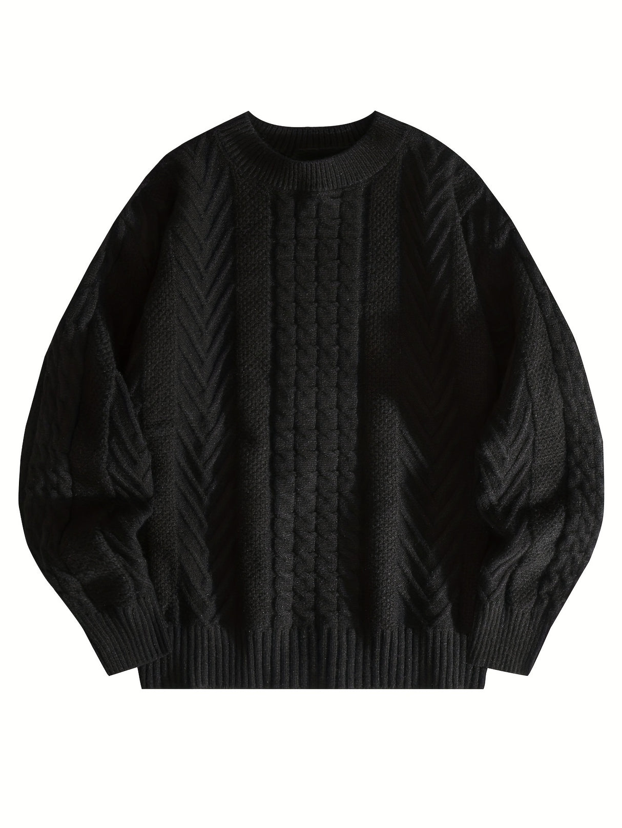 Cozy Cable Knit Sweater for Men - Soft, Warm & Stylish Pullover with Round Neck - Perfect for Fall/Winter Casual Wear, Genghis Khan, Home & Outdoor, Couple's Version