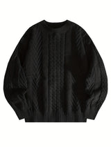 Cozy Cable Knit Sweater for Men - Soft, Warm & Stylish Pullover with Round Neck - Perfect for Fall/Winter Casual Wear, Genghis Khan, Home & Outdoor, Couple's Version
