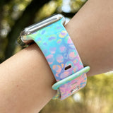 Gradient Double Sided Printed Silicone Strap For Smart Watches 38mm 40mm 41mm 42mm 44mm 45mm Tie-dye Sport Style Bracelet Band