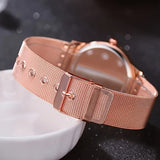 6pcs/set Women's Watch Luxury Rose Golden Quartz Watch Analog Stainless Steel Mesh Wrist Watch & Bracelets, Gift For Mom Her for eid, ramadan