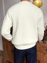 Cozy Solid Color Crew Neck Sweater for Men - Long Sleeve Pullover Tops for Spring and Fall - Soft, Breathable, and Versatile Casual Wear