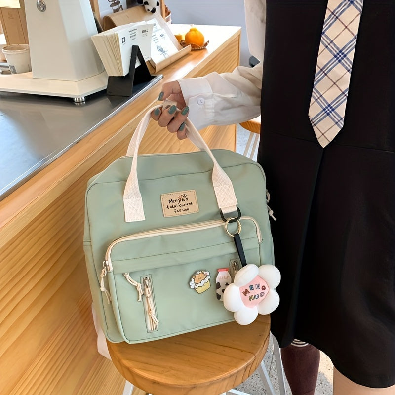Ins Retro Campus Waterproof School Bag, Cute Girl Multi-function Shoulder Bag, Female Student Adjustable Messenger Bag