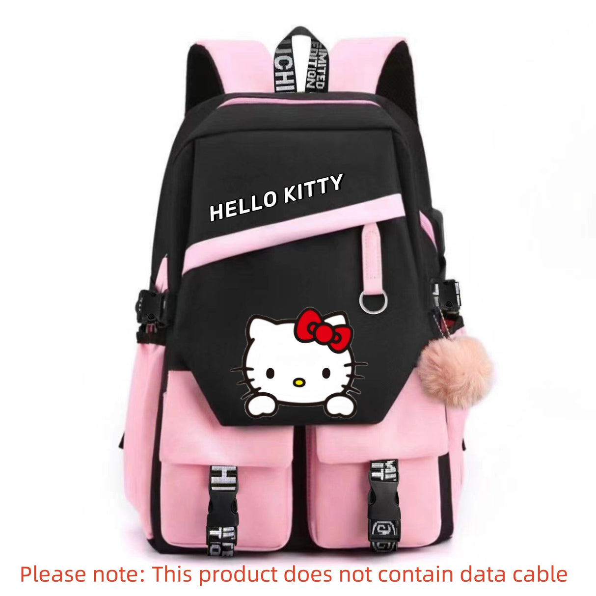 Sanrio Hello Kitty Backpack for Women, Preppy Style Nylon School Bag with Polyester Lining, Large Capacity Zippered Foldable Outdoor Travel Rucksack with Cute Fashionable Design