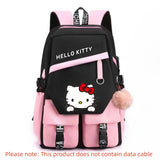 Sanrio Hello Kitty Backpack for Women, Preppy Style Nylon School Bag with Polyester Lining, Large Capacity Zippered Foldable Outdoor Travel Rucksack with Cute Fashionable Design