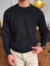 Cozy Solid Color Crew Neck Sweater for Men - Long Sleeve Pullover Tops for Spring and Fall - Soft, Breathable, and Versatile Casual Wear