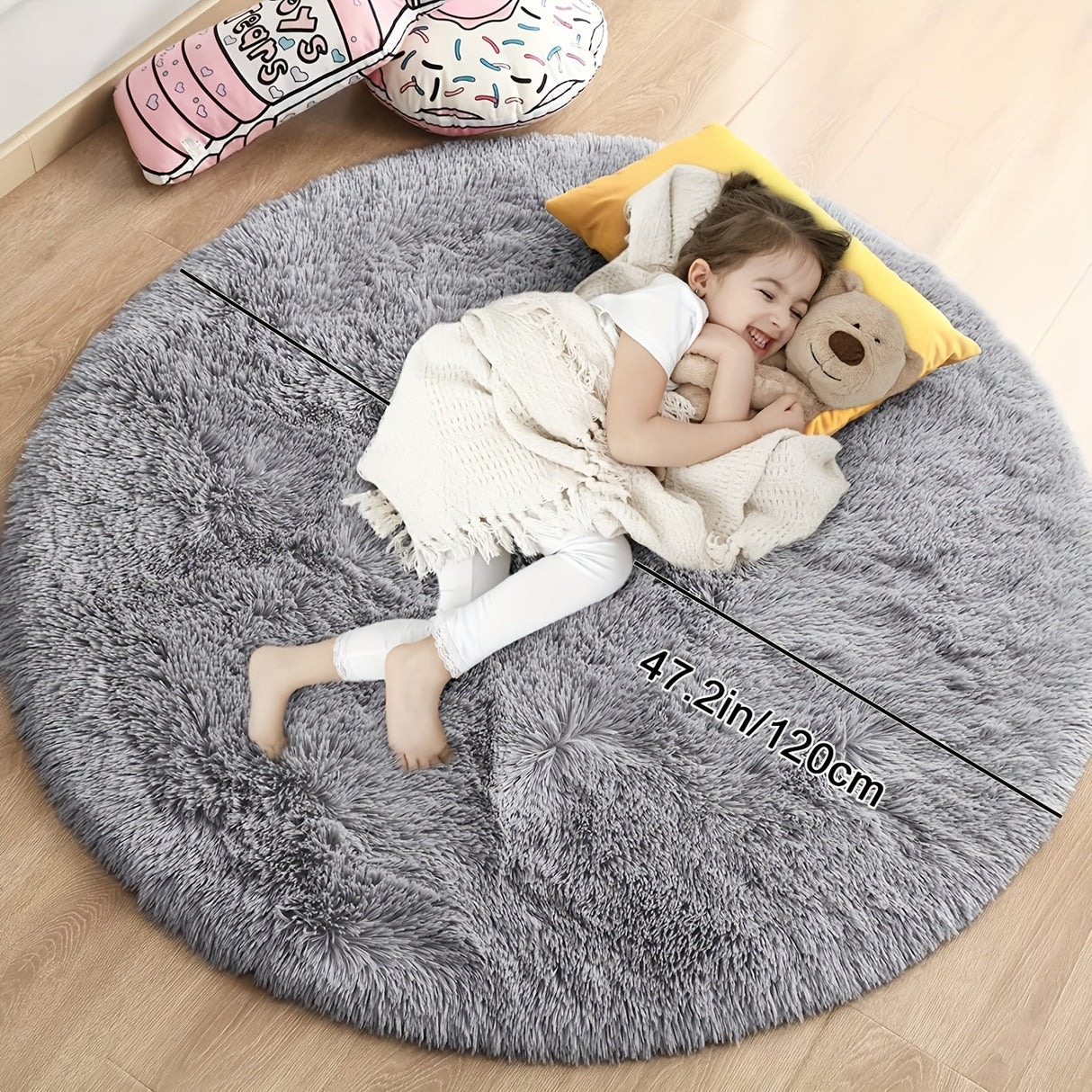 1pc Luxurious Shaggy Rug - Ultra-Soft, Non-Slip, Water-Resistant for Home Comfort - Ideal for Bedroom, Living Room, Nursery & Dorm Decor (4x4)