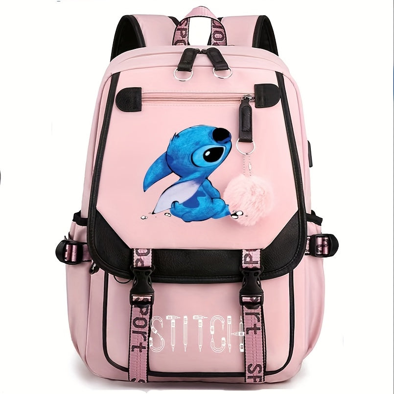 1pc Stitch Polyester Laptop Backpack, High-Capacity Thickened Student Travel Leisure Bag, Durable Computer School Bag, Ideal for Christmas, Birthday, Halloween Gifts