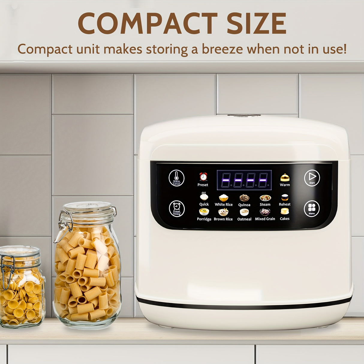 Bluebow 2L Mini Digital Rice Cooker - 10-in-1 Portable Multi-Function with Auto Presets, Non-Stick Inner Pot, Touch-Screen Controls, Delay & Keep Warm, White, Perfect for Home Kitchens, Sleek Modern Appliance | Durable Alumin