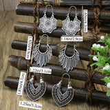 Boho Hollow Dangle Earrings - Vintage Ancient Silver U-Shaped Jewelry for Women