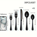 [30pcs Silverware Set Durable] 30pcs silverware set for 6 people, high-end stainless steel tableware set, mirror polished, durable household kitchen tableware set, including fork, knife and spoon set, dishwasher safe cleaning