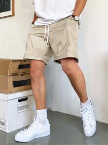 Manfinity Hypemode Loose Fit Men's Shorts With Slant Pockets And Drawstring Waist
