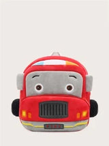 1pc Cartoon Fire Truck Plush Backpack, Medium Size For 2-4 Year Old Boys & Girls, Suitable For Daily Use