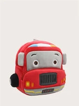1pc Cartoon Fire Truck Plush Backpack, Medium Size For 2-4 Year Old Boys & Girls, Suitable For Daily Use