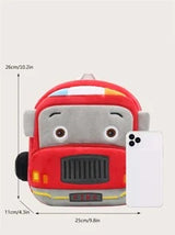 1pc Cartoon Fire Truck Plush Backpack, Medium Size For 2-4 Year Old Boys & Girls, Suitable For Daily Use