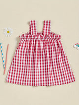 [Patriotic Girls' Dress] Patriotic Red White & Blue Girls' A-Line Dress | Machine Washable, Nontransparent Fabric, Flag Bow Embroidery - Summer Beach Party Outfit, Casual Playwear, Little Girls Clothes