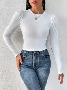 easyown Women's Chic Casual Elegant Commuting Leopard Print Ruffle Sleeve Fitted Long Sleeve T-Shirt, Autumn Tee Fall Women Tops Long Sleeve Women Tops Going Out Tops