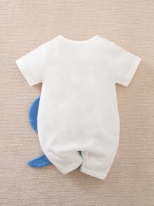 Yierying Baby Boy Elephant Print 3D Patched Design Tee Romper