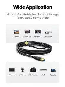 UGREEN UGREEN Data Transfer USB 3.0 Type A Male To Male Super Speed Transfer Cable For External Hard Drive, DVD, Laptop Cooler And Blu-Ray Disc Player, Etc.Gold-Plated
