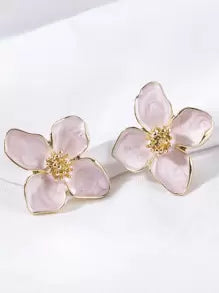 1pair Colorful Oil Drip Four-Petal Flower Shaped Women's Dopamine Stud Earrings, Suitable For Daily Simple Sweet Vacation Gift Valentines,Mom,Mother,Mother's Day,Gift