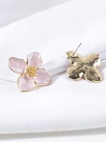 1pair Colorful Oil Drip Four-Petal Flower Shaped Women's Dopamine Stud Earrings, Suitable For Daily Simple Sweet Vacation Gift Valentines,Mom,Mother,Mother's Day,Gift