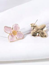 1pair Colorful Oil Drip Four-Petal Flower Shaped Women's Dopamine Stud Earrings, Suitable For Daily Simple Sweet Vacation Gift Valentines,Mom,Mother,Mother's Day,Gift