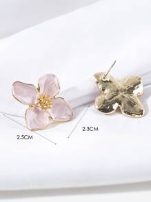 1pair Colorful Oil Drip Four-Petal Flower Shaped Women's Dopamine Stud Earrings, Suitable For Daily Simple Sweet Vacation Gift Valentines,Mom,Mother,Mother's Day,Gift