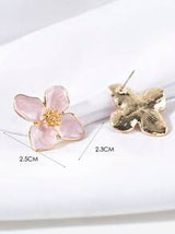 1pair Colorful Oil Drip Four-Petal Flower Shaped Women's Dopamine Stud Earrings, Suitable For Daily Simple Sweet Vacation Gift Valentines,Mom,Mother,Mother's Day,Gift