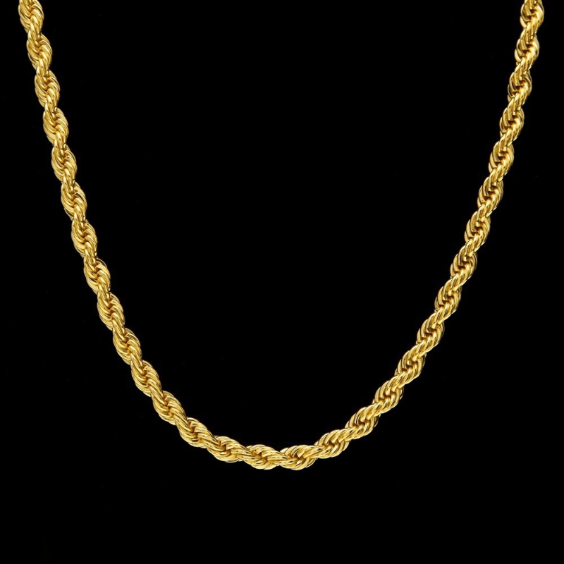 1PC Yellow Gold Plated Fried Dough Twist Chain Necklace