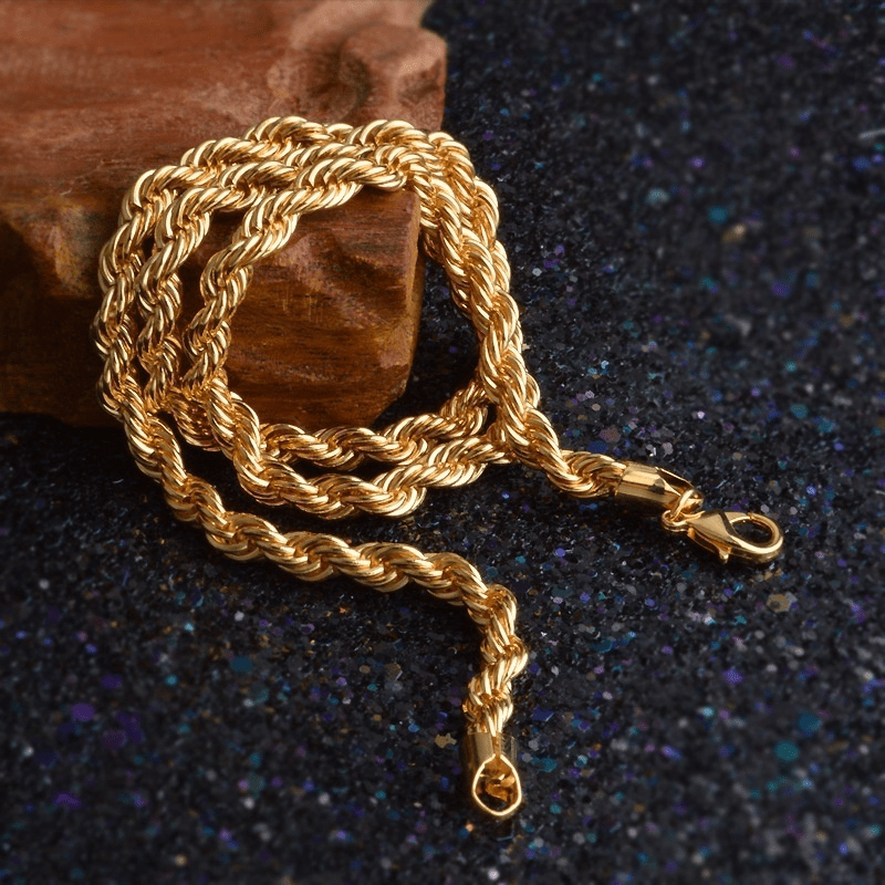 1PC Yellow Gold Plated Fried Dough Twist Chain Necklace