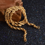 1PC Yellow Gold Plated Fried Dough Twist Chain Necklace