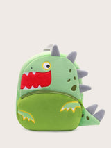 1pc Cartoon Big Mouth Green Dinosaur Plush Backpack For Kids, Suitable For Daily Use