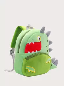 1pc Cartoon Big Mouth Green Dinosaur Plush Backpack For Kids, Suitable For Daily Use