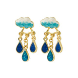 Cute Rainy Cloud Earrings Drop Oil Ear Jewelry Tassel Earrings Creative Gift For Women Girls