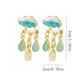 Cute Rainy Cloud Earrings Drop Oil Ear Jewelry Tassel Earrings Creative Gift For Women Girls