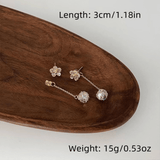 Exquisite Flower Design With Shiny Synthetic Gems Decor Dangle Earrings Elegant Style Alloy Jewelry Delicate Female Gift